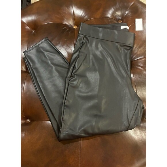 New LOFT BLACK Faux Leather Leggings Women's Size XL - Picture 1 of 3